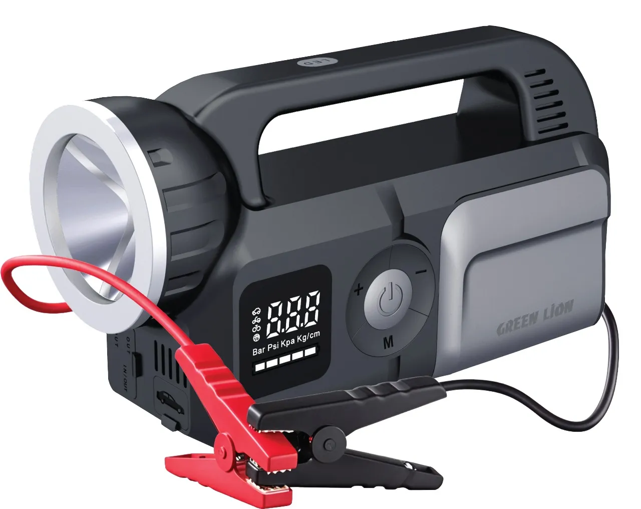 پاوربانک 24000 و کمپرسور باد و جامپ استارتر خودرو گرین لاین Green Lion Savior 12V Jump Starter