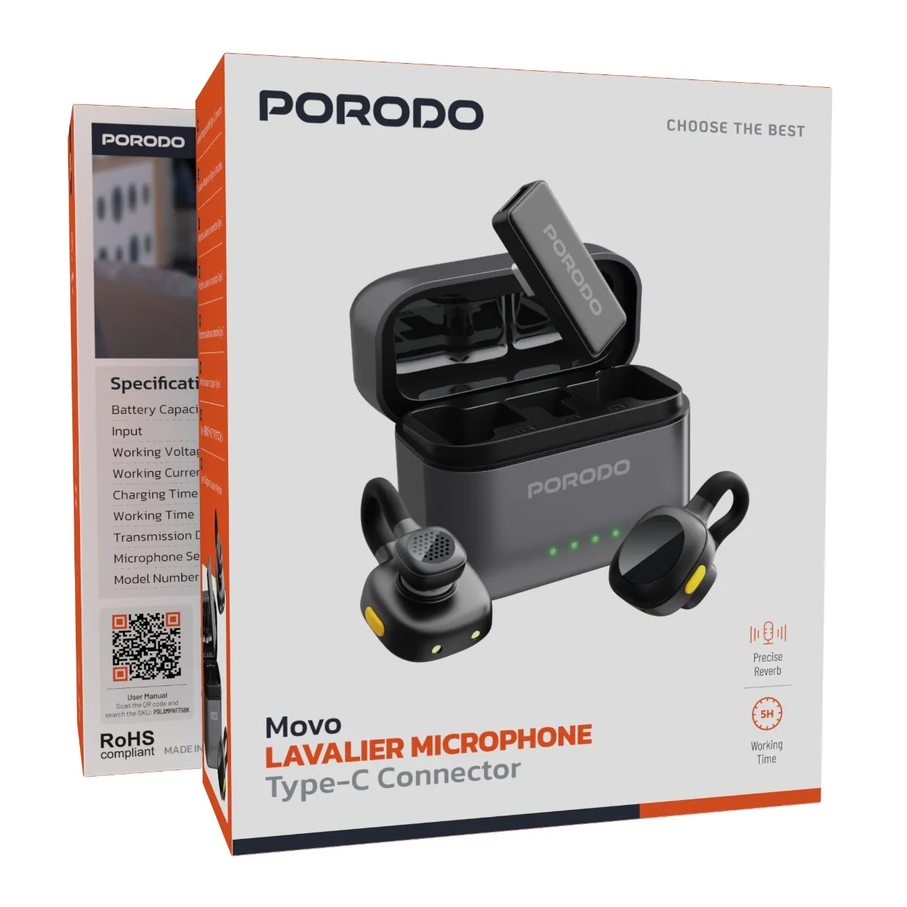 میکروفن یقه ایی پرودو مدل PDLAMPHF76BK ا Porodo Movo Lavalier