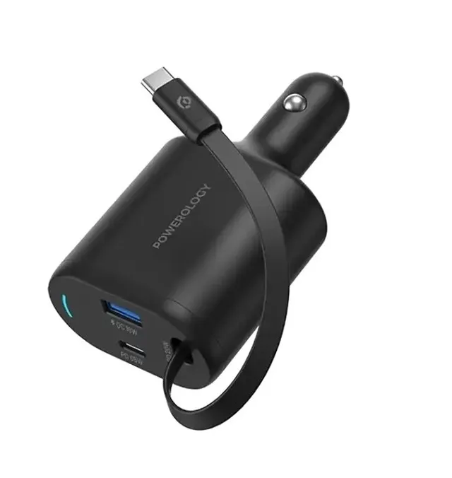 شارژر فندکی 115 واتی با کابل تایپ سی پاورولوژی مدل Powerology PCCSR019