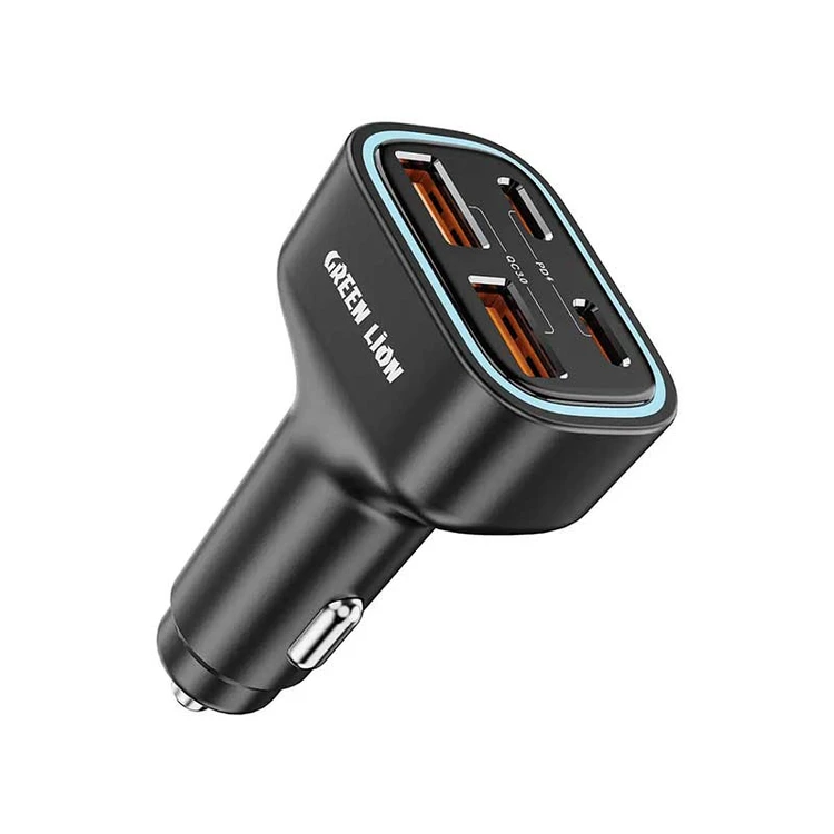 شارژر فندکی خودرو 70 وات گرین لاین مدل Quad Port